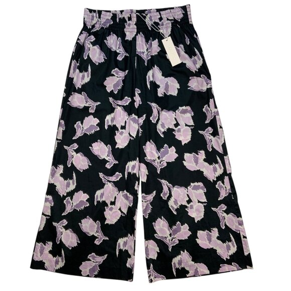 Rebecca Taylor Ikat Blossom Pant M Floral Pull On Wide Leg High Rise Coastal - Picture 1 of 12